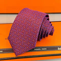 Hermes Style Men's Chain Motif Silk Tie