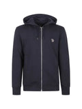 Paul Smith dark navy cotton zip-front Zebra-logo hoodie