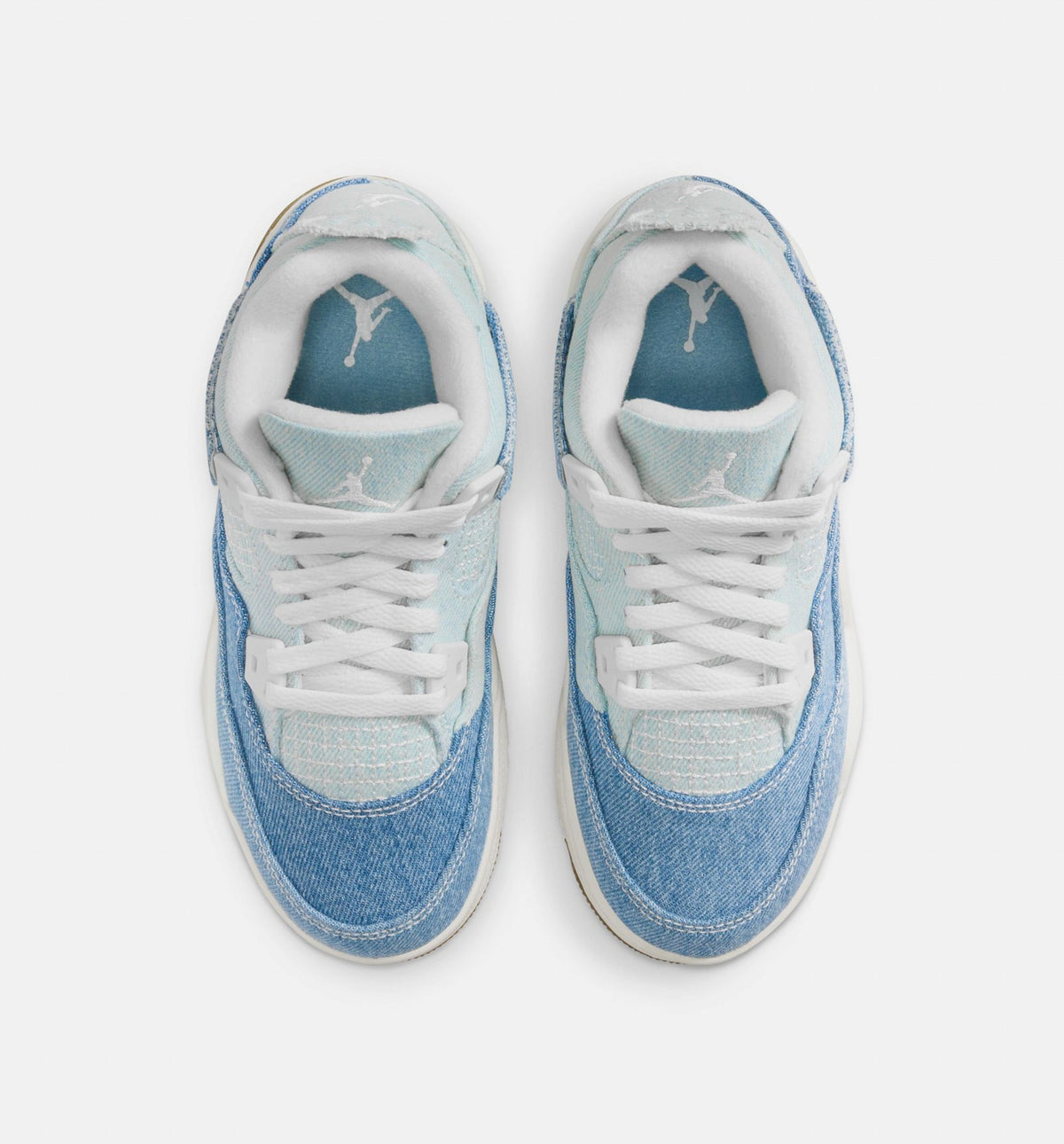 Air Jordan 4 Retro Worn Blue Preschool Lifestyle Shoes - Sail/Worn Blue/Metallic Gold