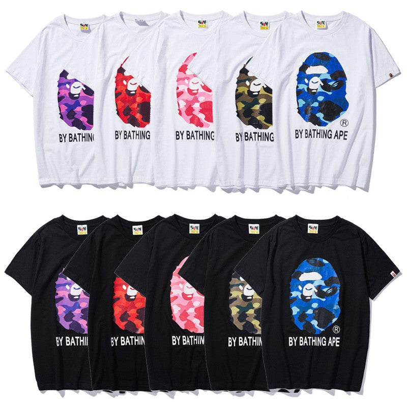 Bape Multi Pattern Camo Ape Head Graphic Oversized Tee Streetwear