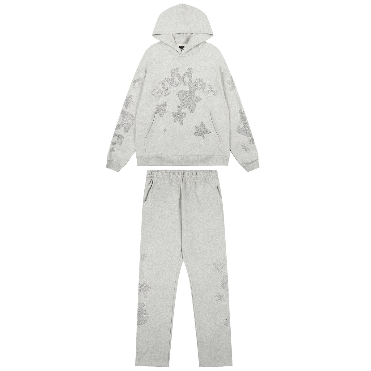 Sp5der Rhinestone Star Hoodie & Sweatpants Matching Set