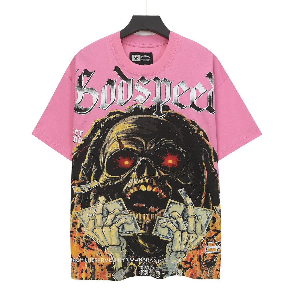 Godspeed Pink Skull Graphic T-Shirt