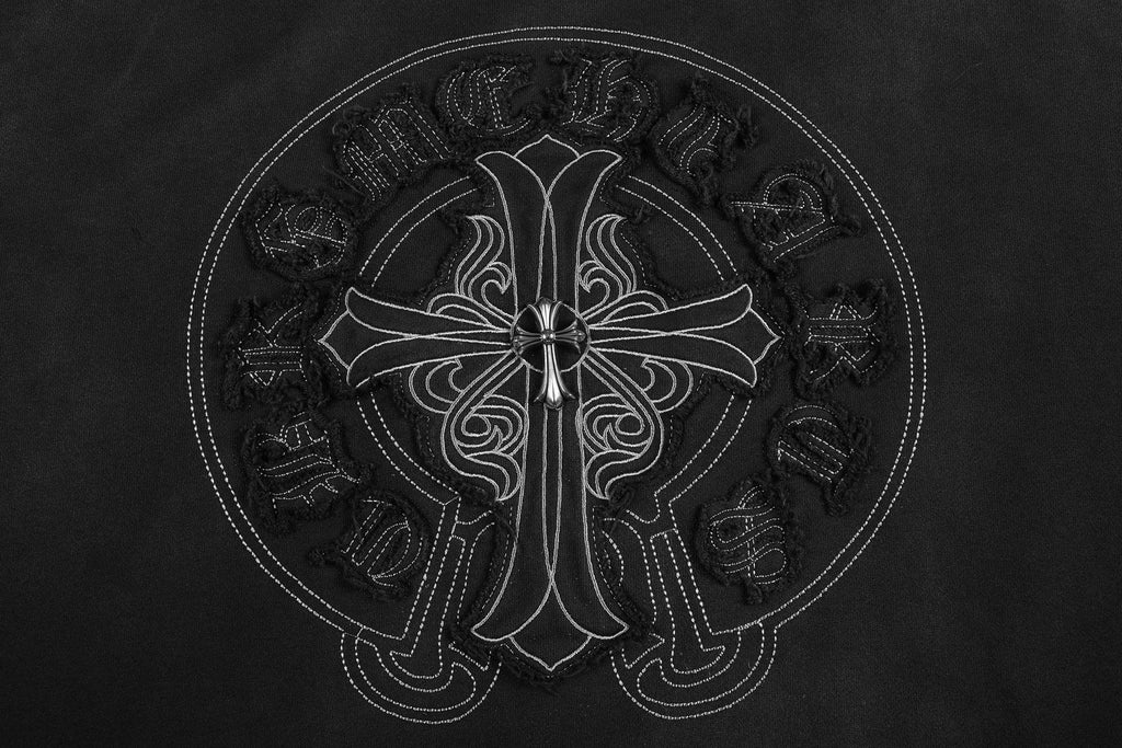 Chrome Hearts Distressed Cross Slogan Graphic Sweatshirt