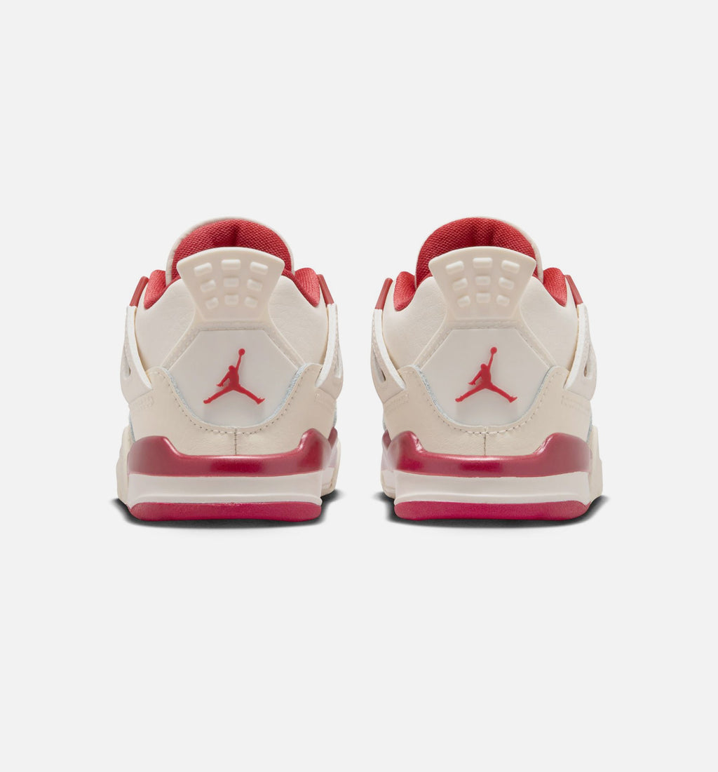Air Jordan 4 Retro 'Valentine's Day' - Infant/Toddler Lifestyle Sneaker (Pale Ivory/Sierra Red/Tough Red)