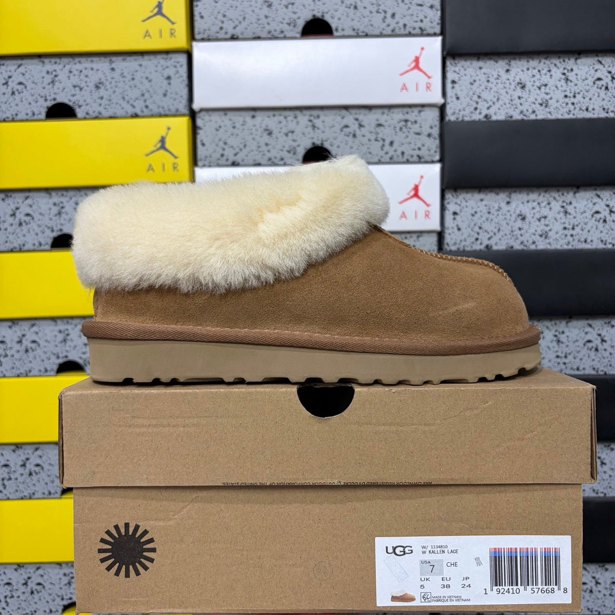 UGG Tazz Slipper – Women’s Suede Clog with Oversized Shearling Cuff in Chestnut