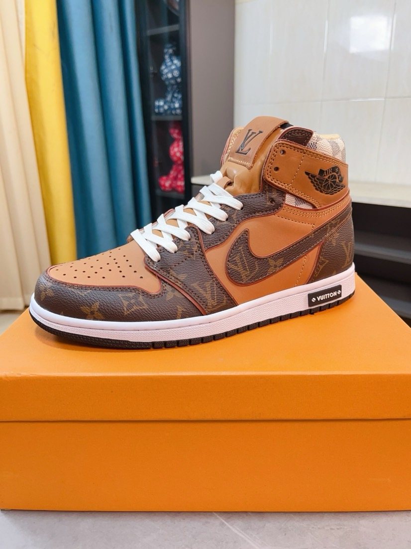 Nike Tan and Dark Brown Patterned High-Top Sneakers