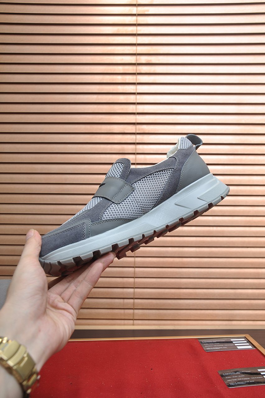 Prada Gray Strap Slip-On Sneakers
