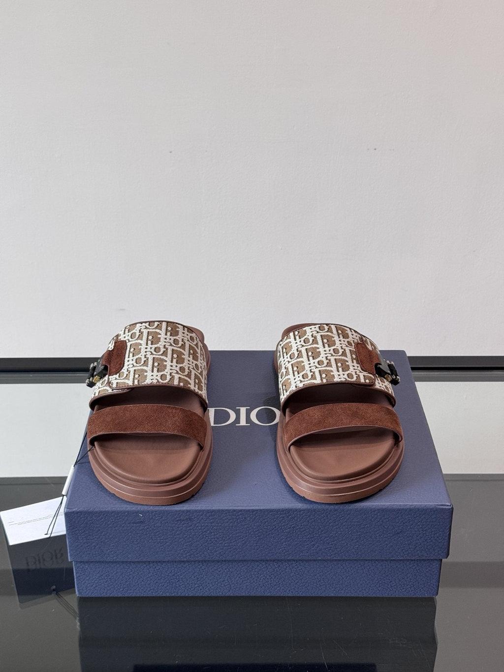 Dior Men's Patterned Strap Slide Sandals - Grooved Outsole