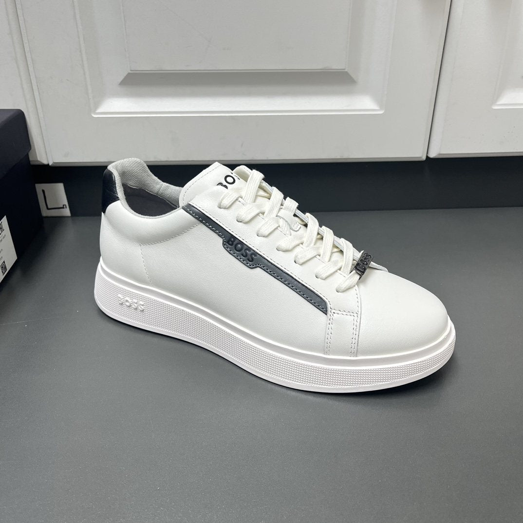 BOSS Men's Black Low-Top Sneakers - Black Finish With Tonal Sole