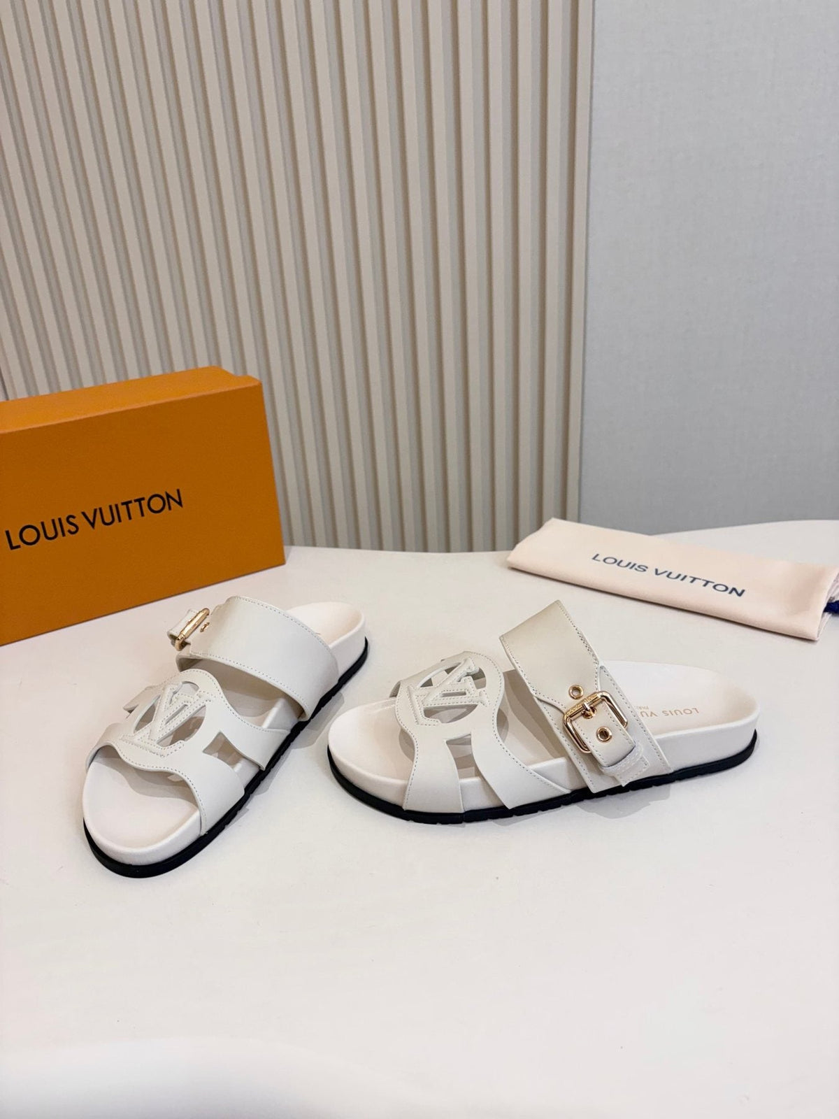 Louis Vuitton Cutout Buckle Slide Sandals
